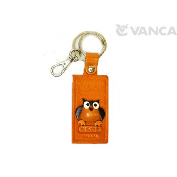 Owl Leather Name Plate Holder Keychain