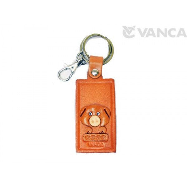 Pig Leather Name Plate Holder Keychain