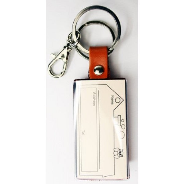 Pig Leather Name Plate Holder Keychain
