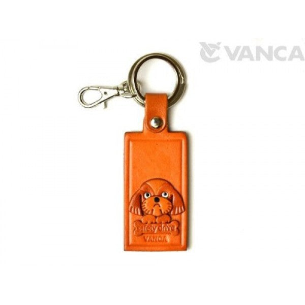 Shih Tzu Leather Name Plate Holder Keychain
