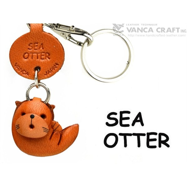 Sea Otter Japanese Leather Keychains Fish