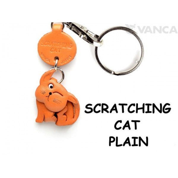 Plain Scratching Cat Japanese Leather Keychains