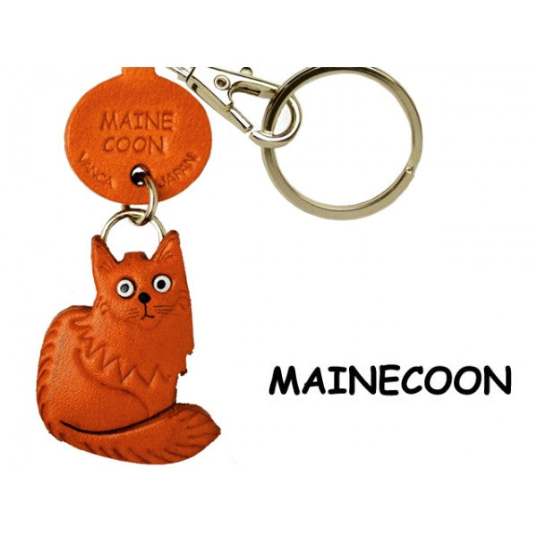 Maine Coon Leather Keychain Cat
