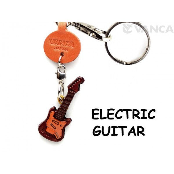 Electric Guitar Leather Keychain