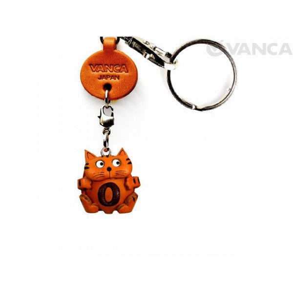 Initial Cat O Leather Animal Keychain