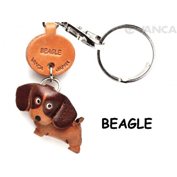 Beagle Leather Dog Keychain