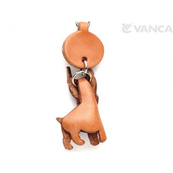 Boxer Leather Dog Keychain