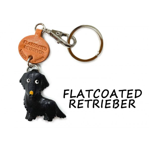 Flatcoated Retriever Leather Dog Keychain