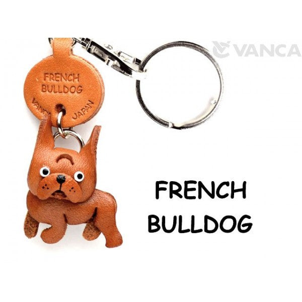 French Bulldog Leather Dog Keychain