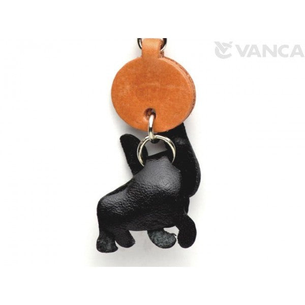French Bulldog Black Leather Dog Keychain