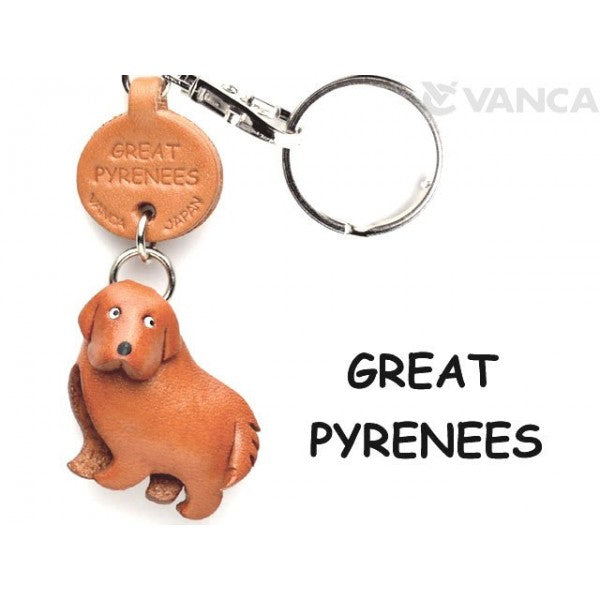 Great Pyrenees Leather Dog Keychain