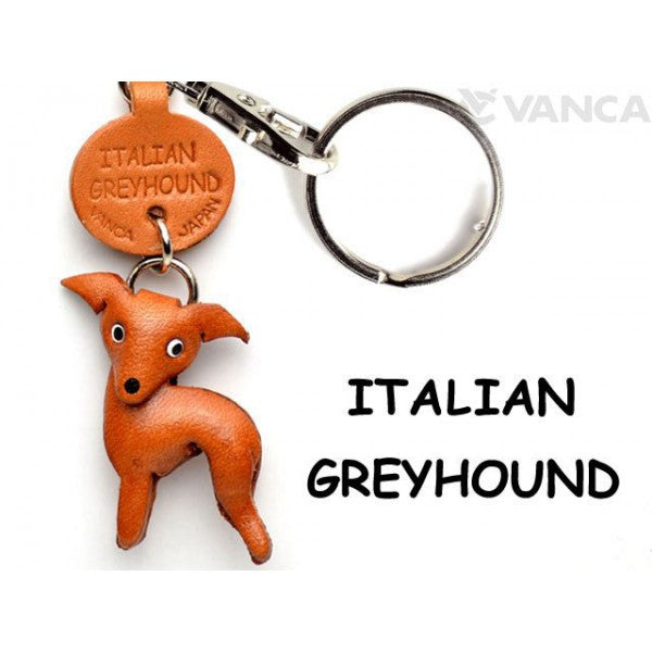 Italian Greyhound Leather Dog Keychain