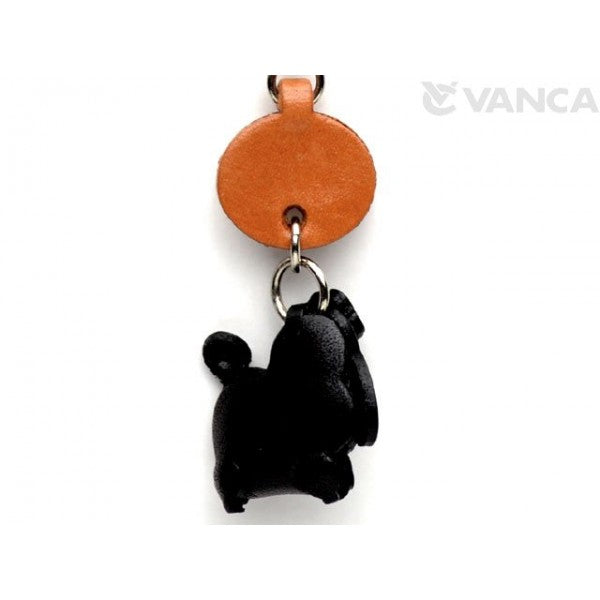 Poodle Black Leather Dog Keychain