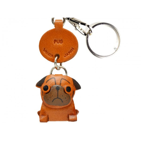 Pug Leather Dog Keychain