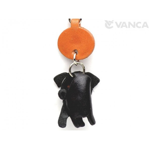 Pug Black Leather Dog Keychain