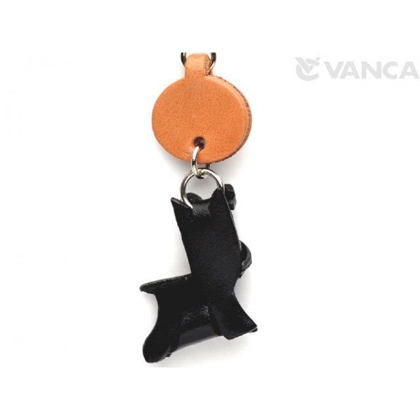 Schnauzer Black Leather Dog Keychain