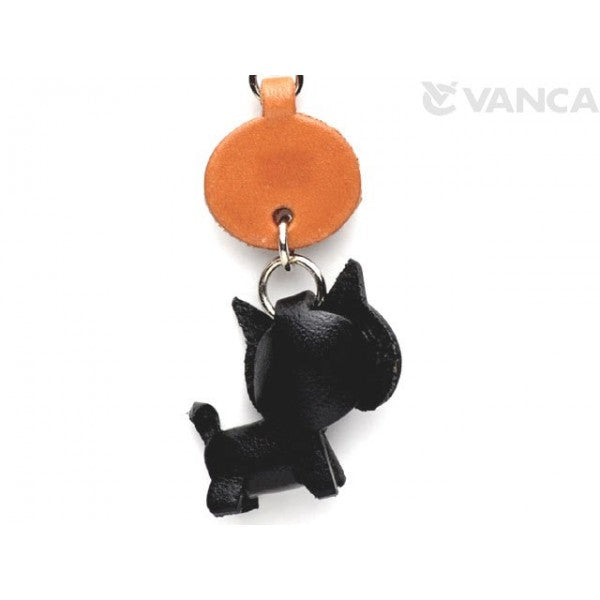 Shiba Dog Black Leather Dog Keychain