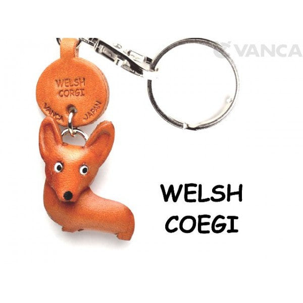 Welsh Corgi Leather Dog Keychain