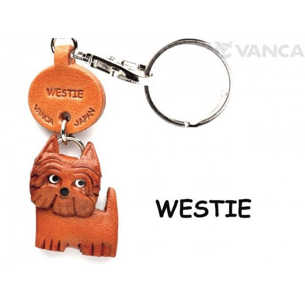 Westie Leather Dog Keychain