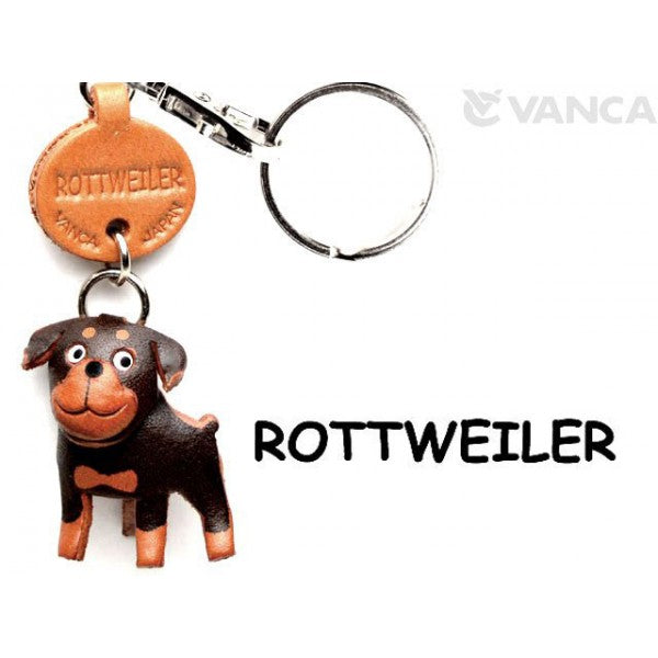 Rottweiler Leather Dog Keychain