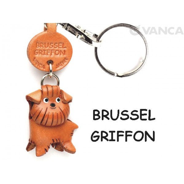 Brussels Griffon Leather Dog Keychain