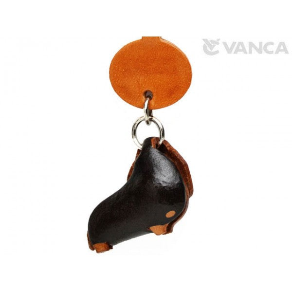 Dachshund Smooth Black&Tan Leather Dog Keychain