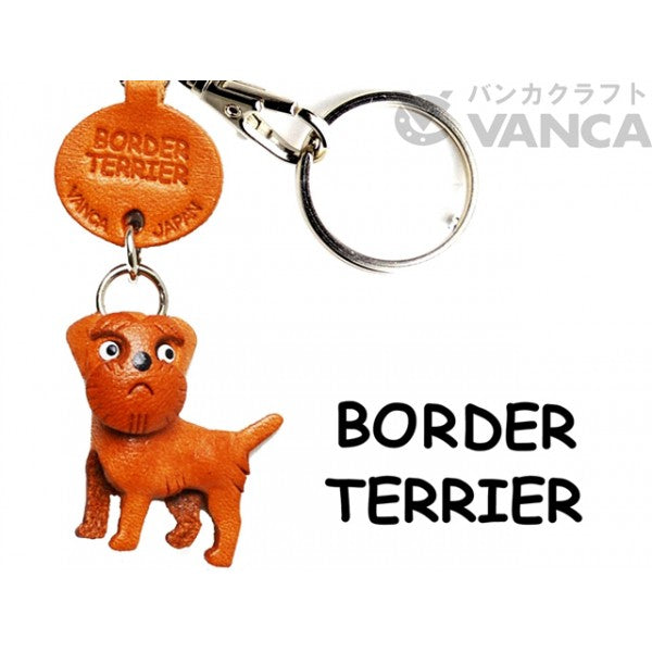 Border Terrier Leather Dog Keychain