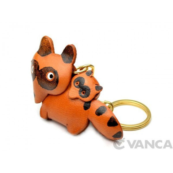 Racoon dog Family Leather Keychain(L)