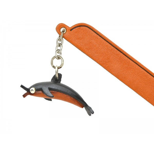 Dolphin Leather Charm Bookmarker