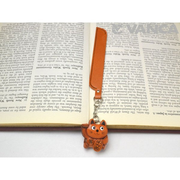 Lucky cat Leather Charm Bookmarker