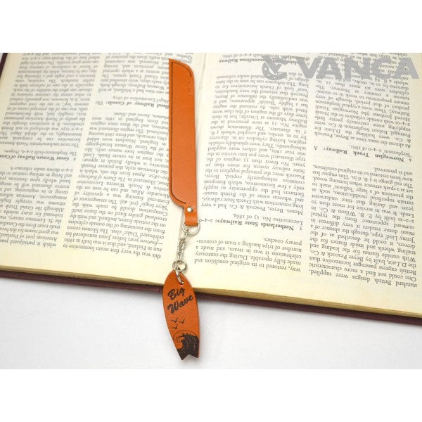 Surfboard Leather Charm Bookmarker
