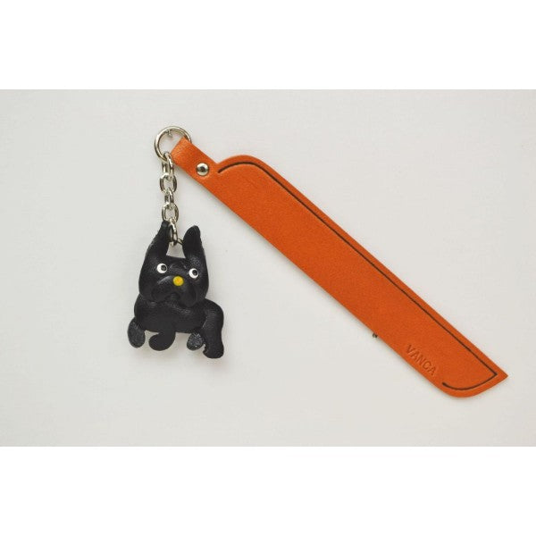 French bulldog Black Leather dog Charm Bookmarker
