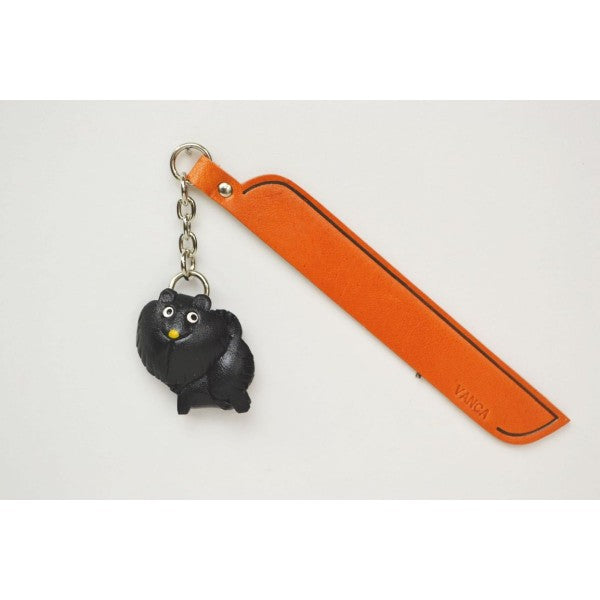 Pomeranian Black Leather dog Charm Bookmarker