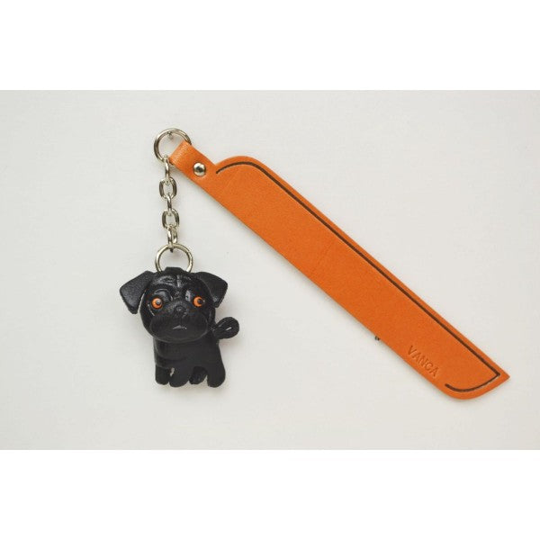 Pug Black Leather dog Charm Bookmarker