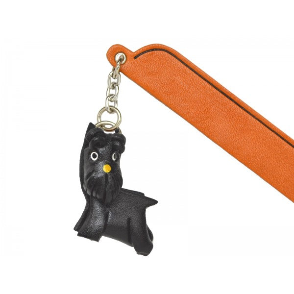 Schnauzer Black Leather dog Charm Bookmarker