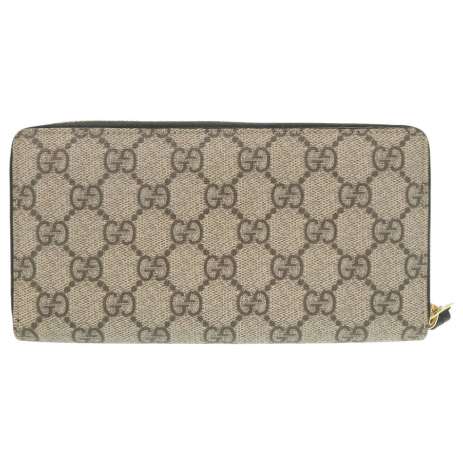 GUCCI Purse Long Wallet Double G 456117 GG Supreme Canvas Black Women