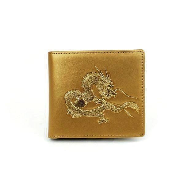 EMPEROR DRAGON Billfold Wallet Gold leaf stamping Cowhide leather made in JAPAN