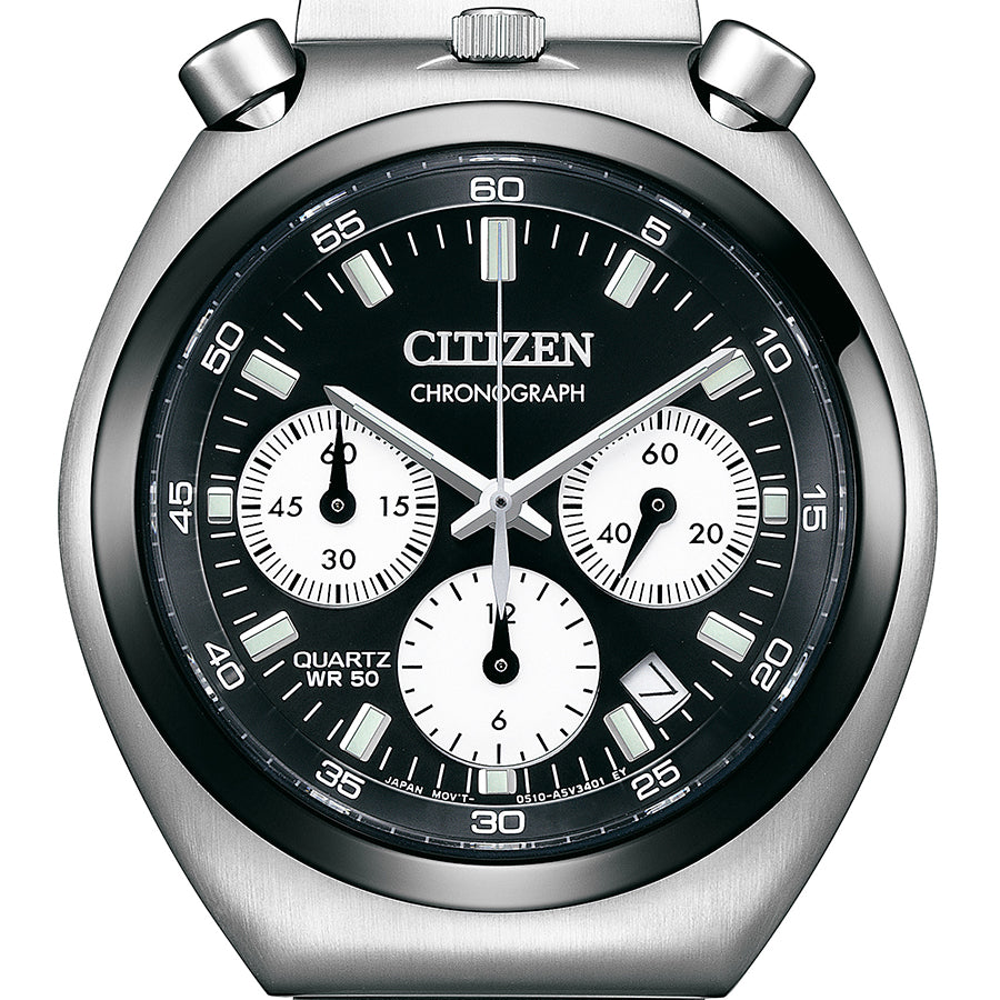 CITIZEN AN3660-81E Unused RECORD LABEL Quartz Crystal glass Black Wrist watch