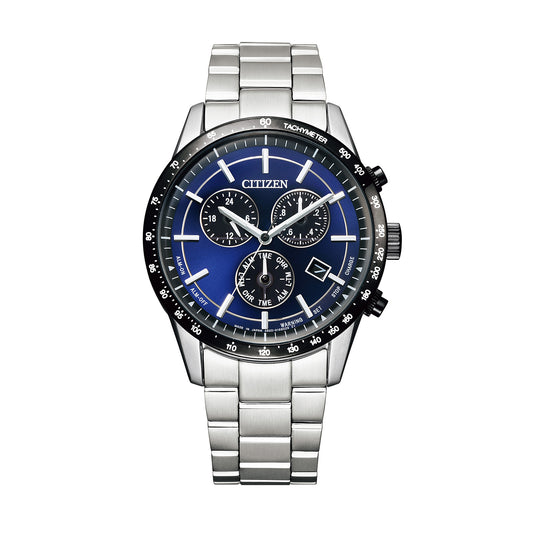 CITIZEN BL5496-96L Unused Chronograph Eco Drive Crystal glass Blue SS Men watch