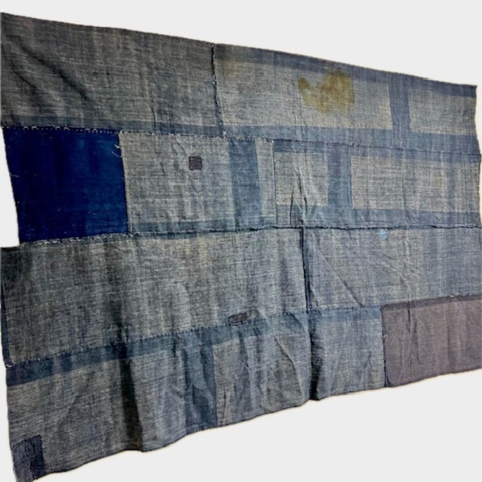 Antique Japanese Folk Art interior Antique Boro Textile Futon-gawa Cotton Indigo