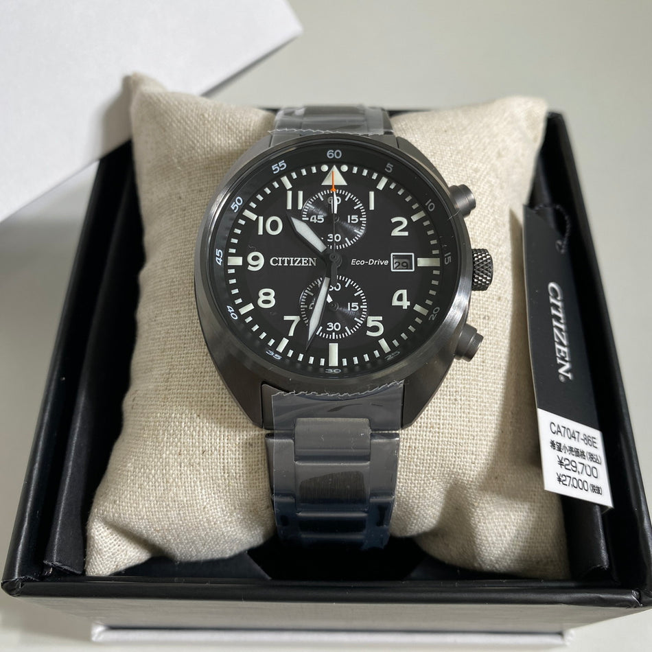 CITIZEN CA7047-86E Wrist watch RECORD LABEL Eco Drive Black SS Analog Men Unused