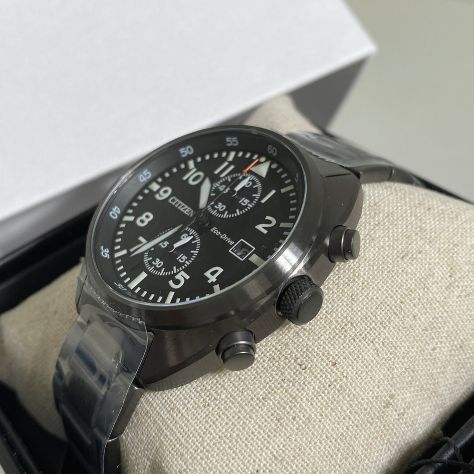CITIZEN CA7047-86E Wrist watch RECORD LABEL Eco Drive Black SS Analog Men Unused