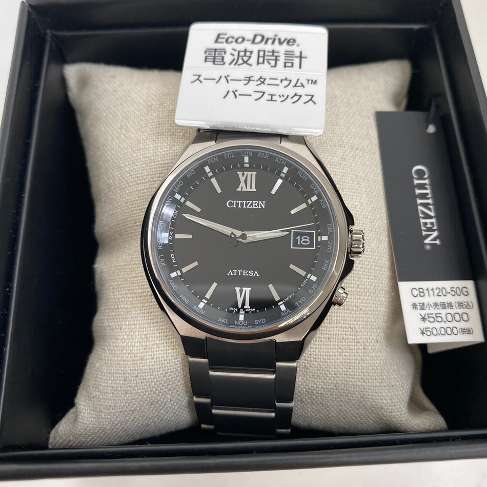 CITIZEN CB1120-50G Wrist watch ATTESA Eco Drive Black Super Titanium Men Unused