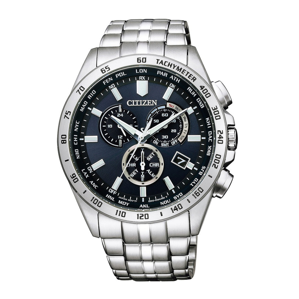 CITIZEN CB5870-91L Wrist watch Chronograph Eco Drive Navy SS Analog Men Unused
