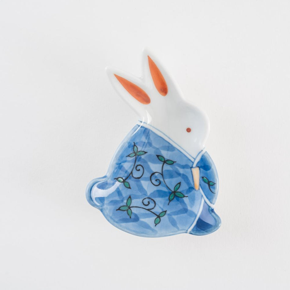 Arita ware japanese pottery plate Dishes 2pieces set Rabbit Red/White/Blue