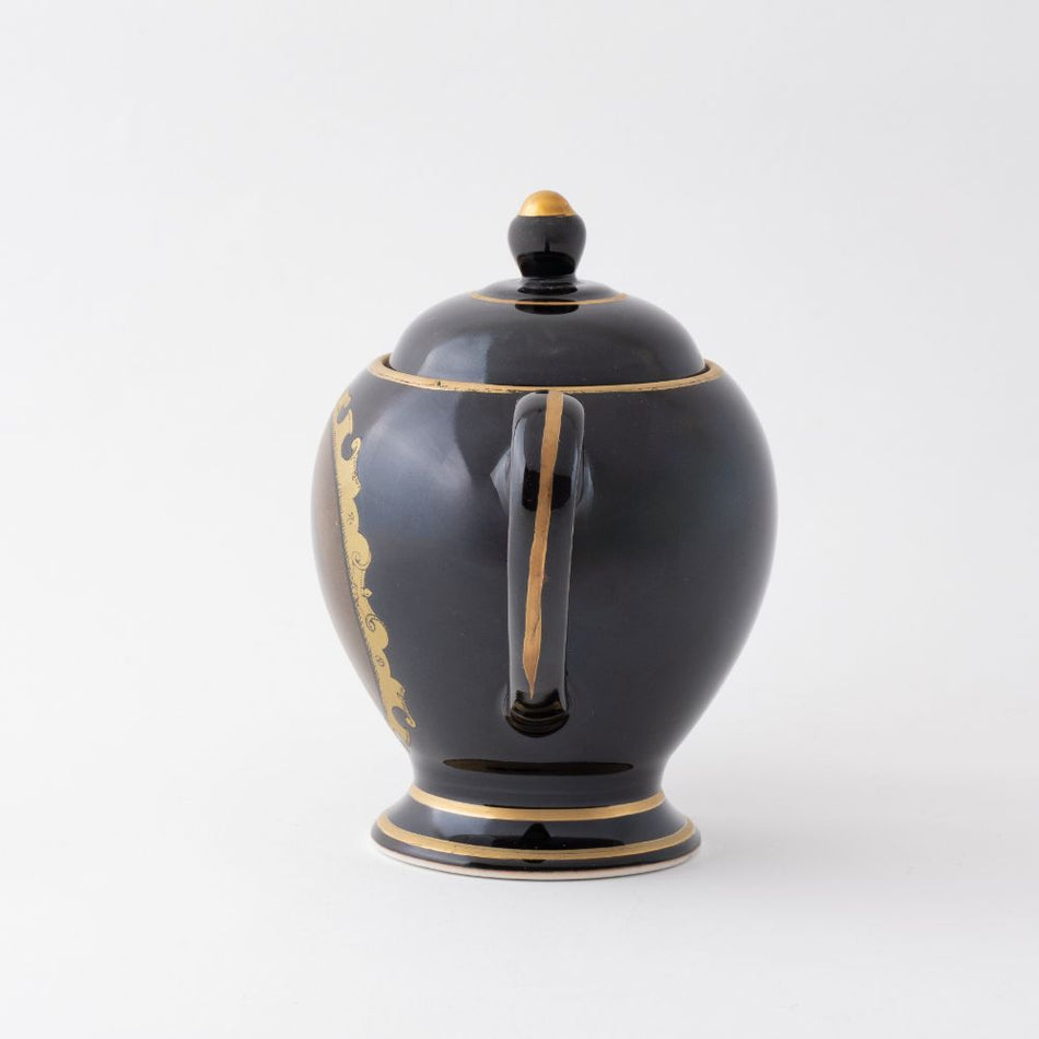 Arita ware japanese pottery Ryoma Sakamoto Tea Pots Black Bronze Gold made JAPAN