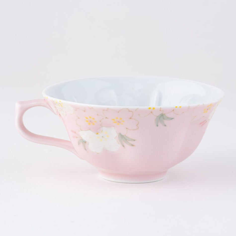 Arita warec Qingdao Cup saucer 2pieces Pottery Porcelain JAPAN Pink/White/Green