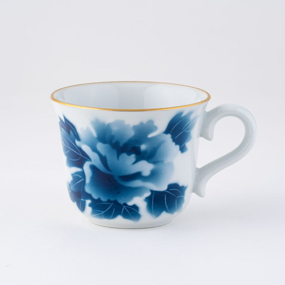 Arita ware Japanese pottery Coffee cup and saucer 2pieces White/Blue made JAPAN