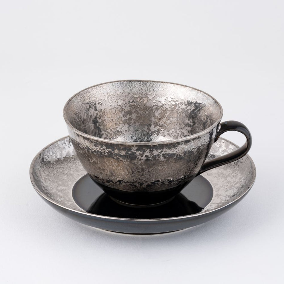 Arita-yaki ware porcelain pottery Coffee cup saucer 2pieces platinum made JAPAN