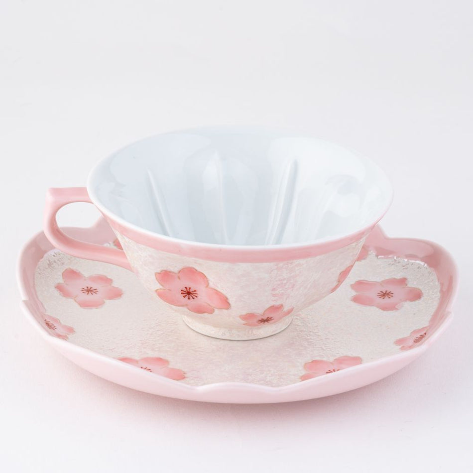 Arita warec Qingdao Cup saucer 2pieces Pottery Porcelain JAPAN Pink/White/Red